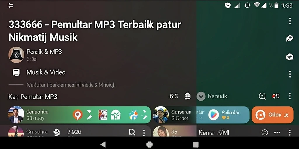Tampilan antarmuka pengguna aplikasi Pemutar MP3 yang menarik.