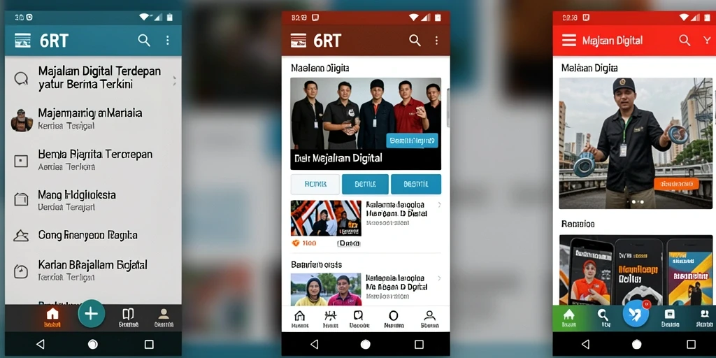 Tampilan antarmuka utama aplikasi Majalah Digital 6RT yang menarik.