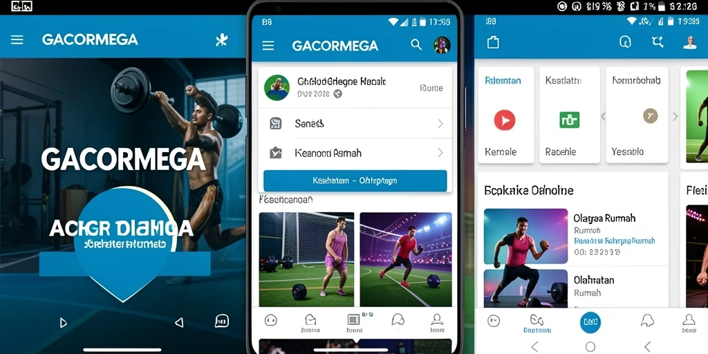 Tampilan antarmuka aplikasi GACORMEGA untuk olahraga rumah.