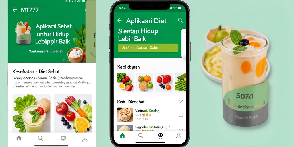 Tampilan antarmuka aplikasi Diet Sehat MT777 yang sederhana dan informatif.