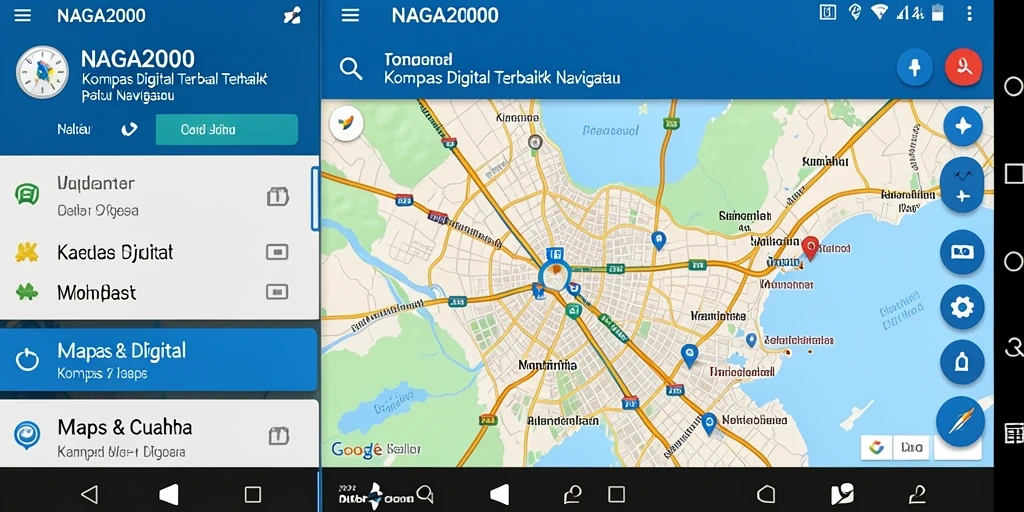 Antarmuka NAGA2000 menampilkan kompas digital yang jelas dan informatif.