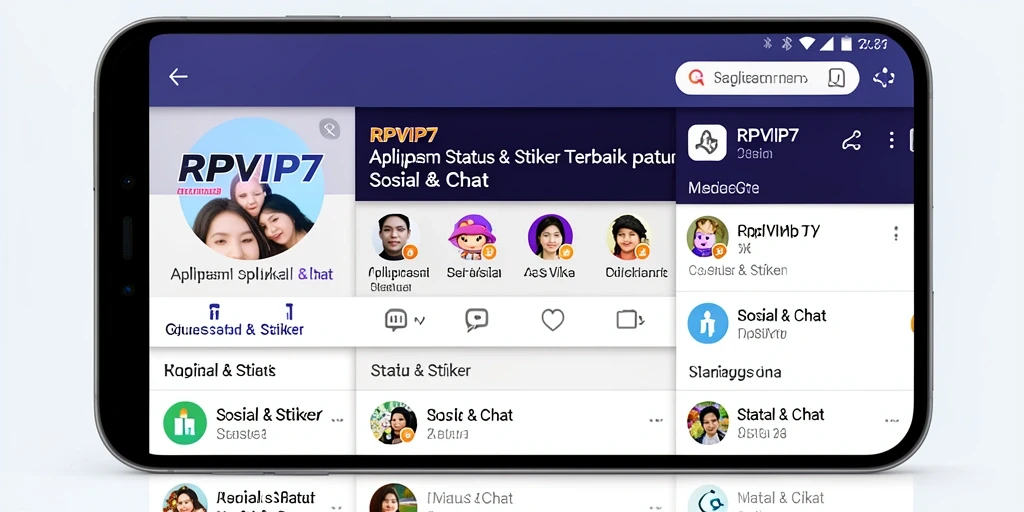 Tampilan antarmuka RPVIP7 dengan fitur Status & Stiker yang menarik.